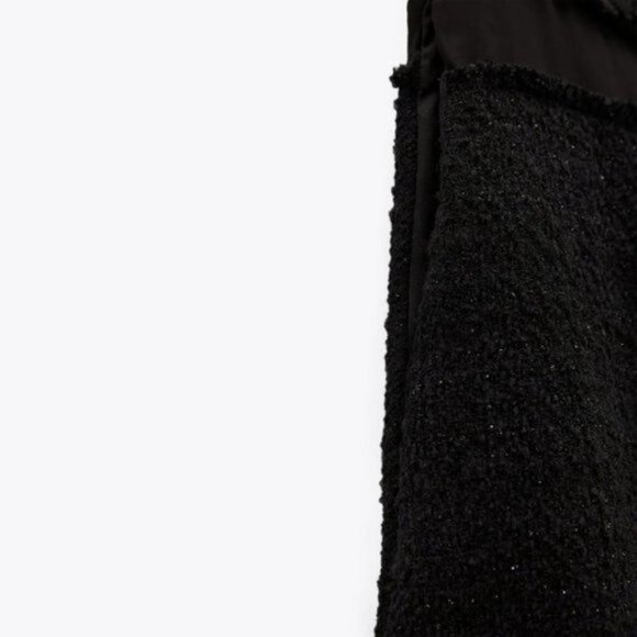 NWT Zara black textured sequin & semi-sheer frayed mini skirt, M - Picture 6 of 13